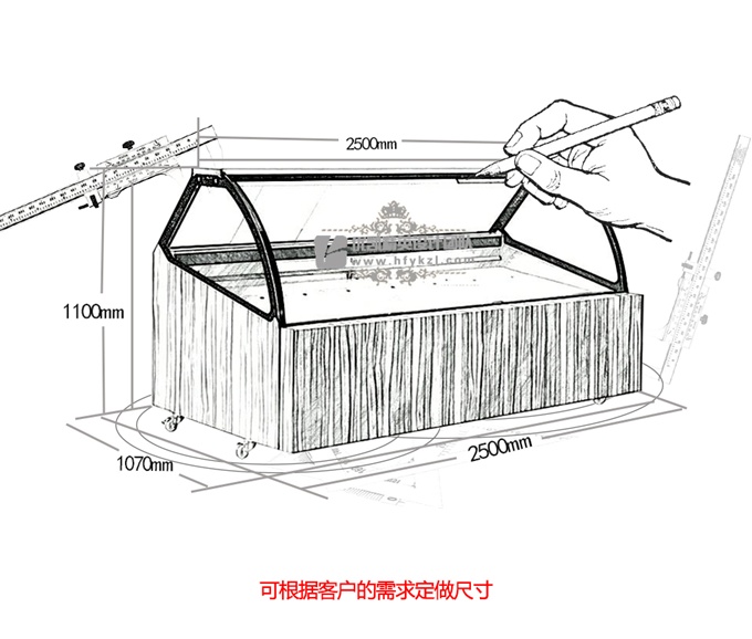 敦煌系列柜臺式冷藏木紋展示柜