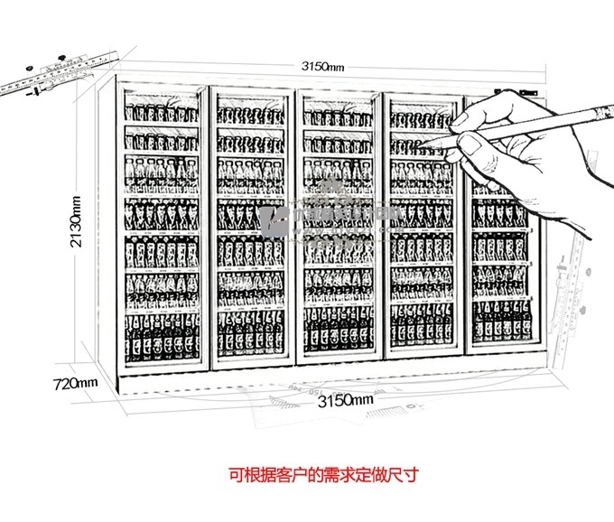 五門便利店飲料展示柜（外置壓機）