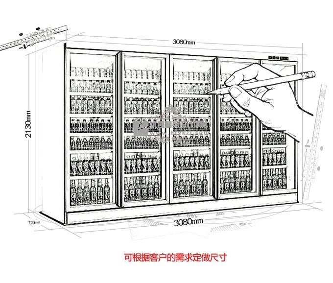 五門風冷玻璃門陳列柜（外置機）