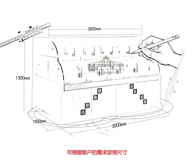 MB-ZDB雙層弧形抽屜柜